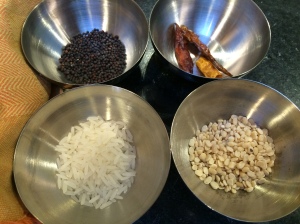 Tempering spices including rice
